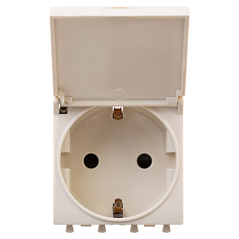 Розетка с крышкой модульная, 2P+E, с з/ш, "Avanti", "Ванильная дымка", 2 модуля DKC