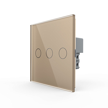 Сенсорный выключатель Livolo 3 клавиши 1 пост Золотой UK стандарт VL-B603-3AG