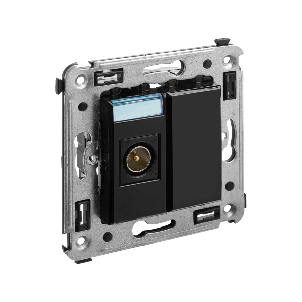 Розетка TV одиночная в стену, "Avanti", "Черный квадрат" DKC