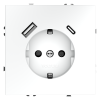 Розетка встраиваемая Voltum S70 с заземлением и защитными шторками, 16А, с USB, A+C, (белый матовый)