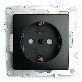 Розетка 1-местная с/з (механизм), STEKKER, PST16-9110-03, 250В, 16А с защитной шторкой, серия Эрна, черный