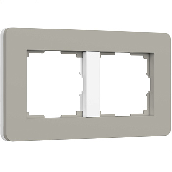 Split Рамка из поликарбоната на 2 поста дымчатый/белый, soft-touch  Werkel