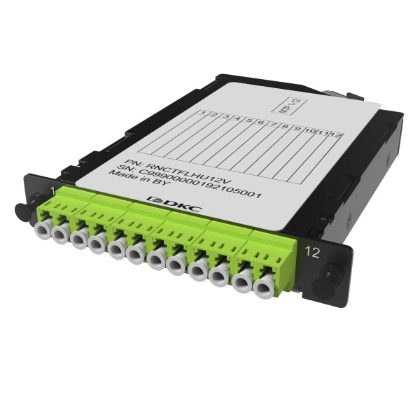 Претерминированная кассета 12ОВ 50/125 OM5, 1xMTP(12)f/6xLC Duplex, 1/2 HU DKC