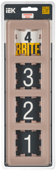 BRITE Рамка 4-мест. РУ-4-2-Бр стекло дым. RE IEK