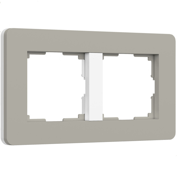 Split Рамка из поликарбоната на 2 поста дымчатый/белый, soft-touch  Werkel