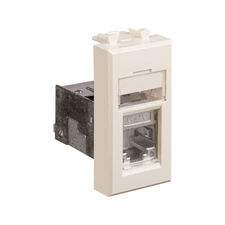 Компьютерная розетка RJ-45 модульная, кат.5е экранированная, "Avanti","Ванильная дымка", 1 модуль DKC