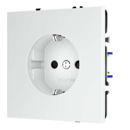 Розетка встраиваемая Voltum S70 с заземлением и защитными шторками, 16А, (белый матовый)