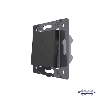 Клавиша перекрестного механического выключателя, 1/2 модуля, цвет черный (механизм) Livolo