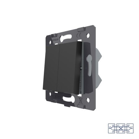 Клавиша перекрестного механического выключателя, 1/2 модуля, цвет черный (механизм) Livolo