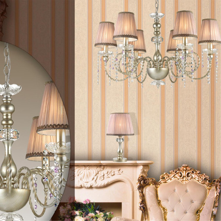 Настольная лампа E14 40W 220V AURELIA мат.зол/серебр.патина/хрусталь ODEON LIGHT