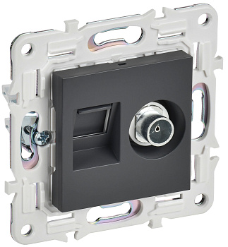 SKANDY Розетка двойная TV+RJ45 кат.6E SK-A15T титан IEK