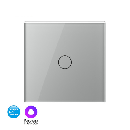 Одноклавишный умный сенсорный выключатель EC, 1 пост, цвет серый Livolo