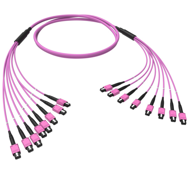 Оптическая магистральная сборка 96 ОВ 50/125 OM4, 8xMTP PRO(12)m/8xMTP PRO(12)m, тип В, 10 м DKC