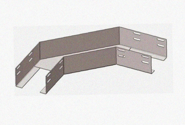 Лоток угловой глухой КГГ 300х65-90 У3 поворот на 90, окрашенный, S1,5
