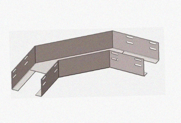 Лоток угловой замковый перфорированный КГЗ 100х100-90 УТ1,5 поворот на 90, оцинкованный лист S1,0