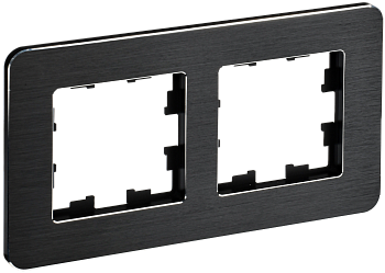 BRITE Рамка 2-мест. РУ-2-1-Бр металл черн. RE AL IEK