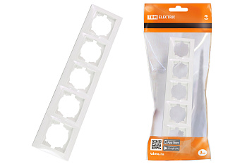 Рамка 5-ти постовая горизонтальная белая "Лама" TDM