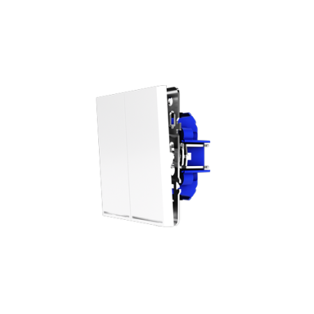 Проходной переключатель встраиваемый Voltum S70 двухклавишный с подсветкой 10А, (белый глянцевый)