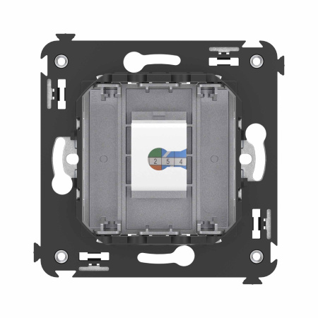 Телефонная розетка RJ-12 без шторки в стену одинарная, "Avanti", "Закаленная сталь" DKC