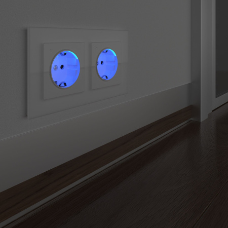 Розетка с подсветкой (белая) СУ IP20 Werkel