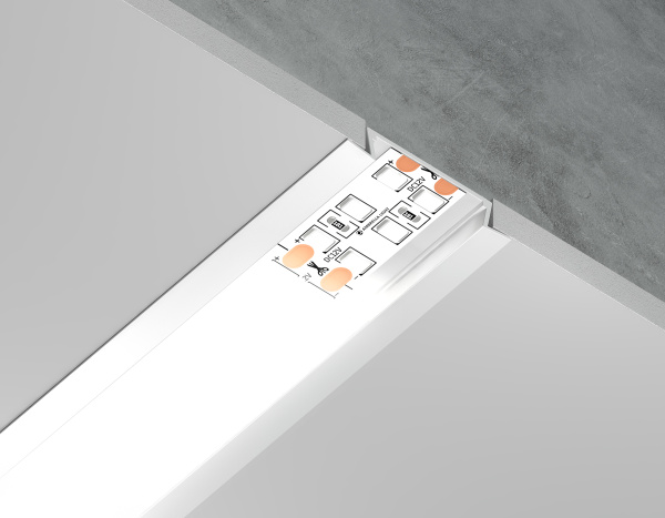 Алюминиевый профиль встраиваемый GP1100WH белый/матовый рассеиватель 2000*30.6*6, 2 заглушки в комплекте (для ленты до 19,8мм) Ambrella Light