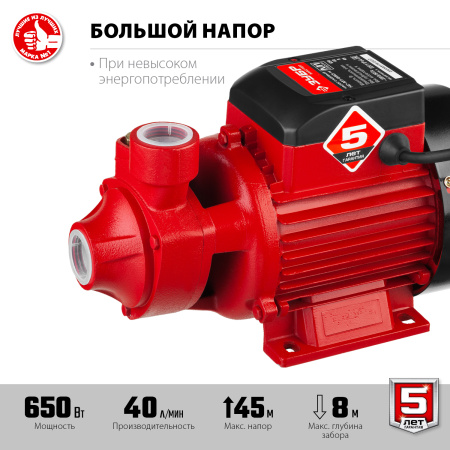 Поверхностный насос, 650 Вт, вихревой ЗУБР Поверхностный насос, 650 Вт, вихревой ЗУБР