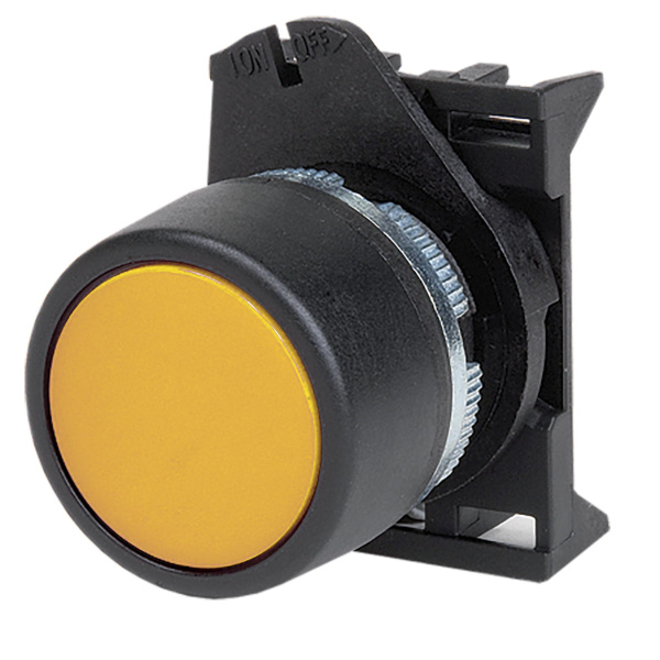 Кнопка плоская прозрачная без фиксации, желтая DKC