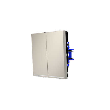 Проходной переключатель встраиваемый Voltum S70 двухклавишный с подсветкой 10А, (кашемир)