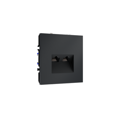 Розетка компьютерная встраиваемая Voltum S70 двойная RJ45+RJ45 КАТ.6, (графит)