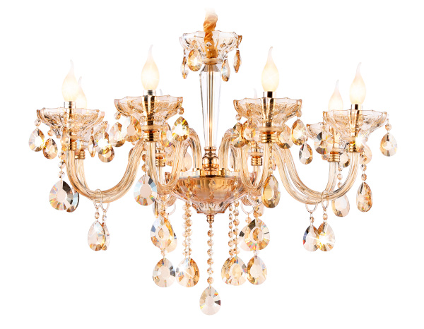 Подвесная люстра с хрусталем TR4907/8 GD/TI золото/янтарь E14/8 max 40W D760*639 Ambrella Light