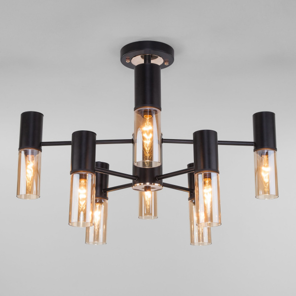 Потолочная люстра в стиле лофт 8*E14 40Вт золотой, черный IP20 Tesoro (70125/8 черный) Eurosvet