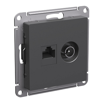 ATLASDESIGN Механизм розетки двойная ТВ + компьютерная RJ45 5Е БАЗАЛЬТ