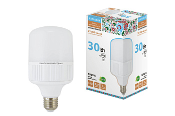 Лампа светодиодная T-30 Вт-230 В-6500 К–E27(100x178 мм) Народная TDM