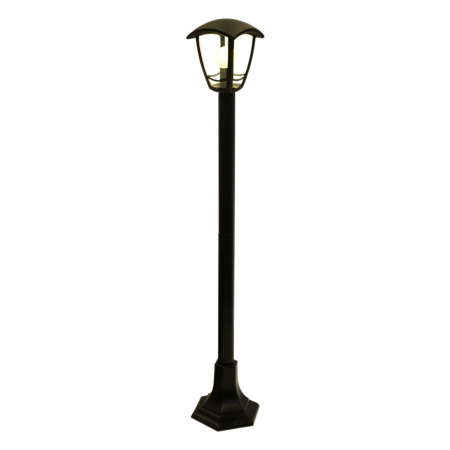 11-161 Светильник садово-парковый, столб, «Валенсия 4», Е27х60Вт, 4-х гранный, пластик, черный, прозрачный поликарбонат, 177х187х1120мм, НТ... APEYRON