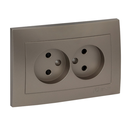 Валенсия Лицевая панель розетка 2-местной б/з 10А кашемир с защ, штор, EKF