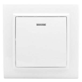 Минск Выключатель 1-клавишный СП с индикатором,10А, белый EKF