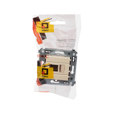 HDMI розетка одинарная в стену, тип А-А, "Avanti", "Ванильная дымка" DKC