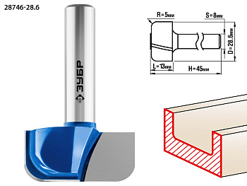 28,6x13мм, радиус 5мм, фреза пазовая фасонная №7 ЗУБР