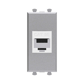 Компьютерная розетка RJ-45 без шторки модульная, кат.5е, "Avanti", "Закаленная сталь", 1 модуль DKC