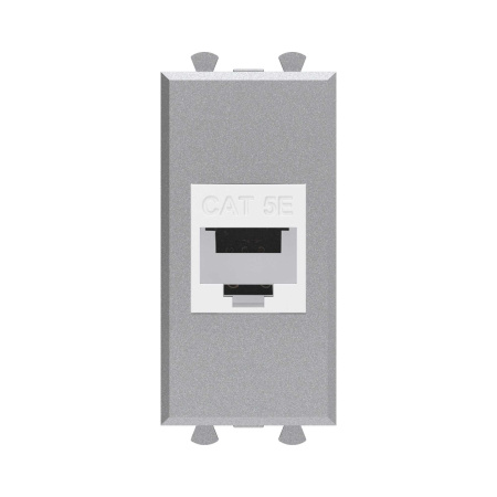 Компьютерная розетка RJ-45 без шторки модульная, кат.5е, "Avanti", "Закаленная сталь", 1 модуль DKC