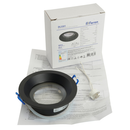 Светильник потолочный встраиваемый, MR16 G5.3, черный DL3301 Feron