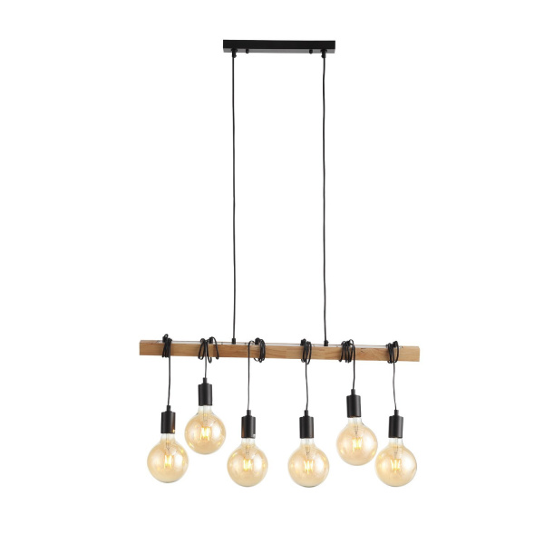 Светильник подвесной Черный, Светлое дерево E27 6*60Вт SL1142.403.06 EVOLUCE