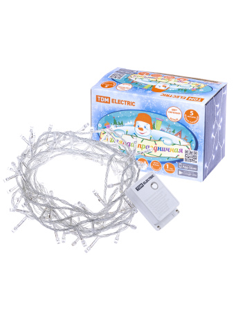 Гирлянда светодиодная СГ50Б5, белая, 5м, 8 режимов, 250 В, TDM