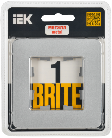 BRITE Рамка 1-мест. РУ-1-1-Бр металл алюм. RE IEK