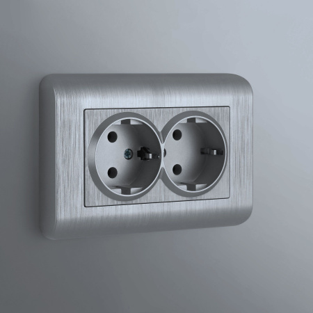 Stream Рамка горизонт/вертик 2-х местная . серебряный IP20 Werkel