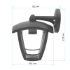 11-154 Светильник садово-парковый, настенный вниз, «Дели 2», Е27х60Вт, 4-х гранный, пластик, серый, прозрачный поликарбонат, 164х192х223мм,... APEYRON