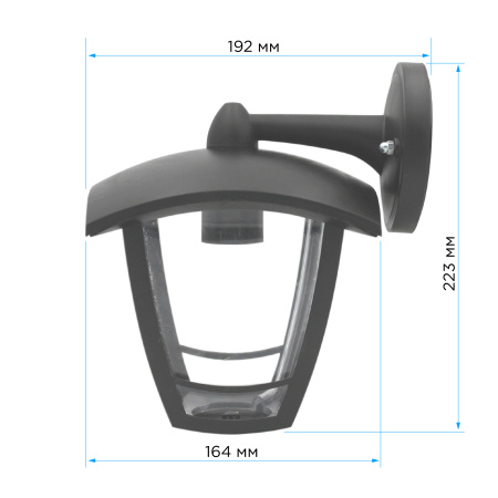 11-154 Светильник садово-парковый, настенный вниз, «Дели 2», Е27х60Вт, 4-х гранный, пластик, серый, прозрачный поликарбонат, 164х192х223мм,... APEYRON