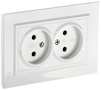 BRITE Розетка 2-местная без з/з без защитных шторок 10А в сборе РС12-2-БрБ белый IEK