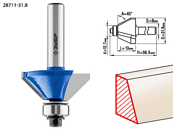 31,8x13мм, фреза кромочная калевочная(фасочная) №9 ЗУБР