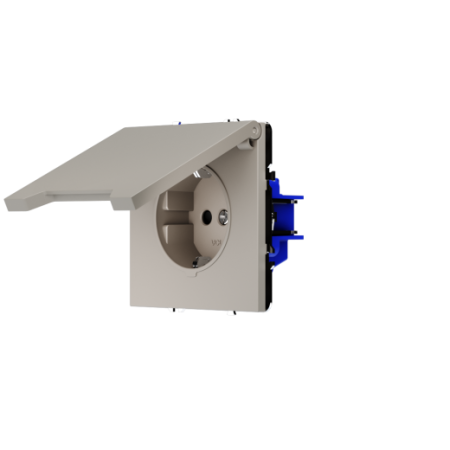 Розетка встраиваемая Voltum S70 с заземлением, защитными шторками и крышкой 16А, (кашемир)